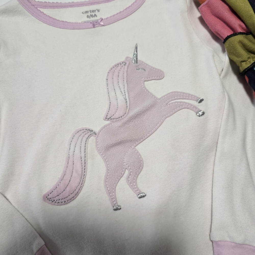 Girls Size 6 Unicorn Pajama Set Fall-Themed Dress And Pants - 3 Matching Sets - Picture 4 of 14